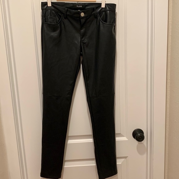 YLSK leather and PU blend bedazzled pocket pants - Picture 2 of 9